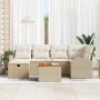 Conjunto de Sofás de Jardín de 7 Piezas con Cojines Beige de Poliratán | Foro24.es | Tu tienda online para hogar, jardín y más Foro24.es