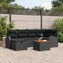 Conjunto de Sofá de Jardín de 7 Piezas con Cojines Negro Polirratán de , Sofás de exterior - Ref: Foro24-3359513, Precio: 436...