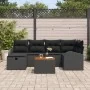 Conjunto de Sofá de Jardín de 7 Piezas con Cojines Negro Polirratán de , Sofás de exterior - Ref: Foro24-3359513, Precio: 436...