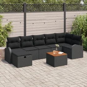Juego de Sofás de Jardín de 8 Piezas con Cojines Negro Poliratán de , Sofás de exterior - Ref: Foro24-3359520, Precio: 499,46...
