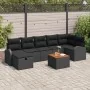 Juego de Sofás de Jardín de 8 Piezas con Cojines Negro Poliratán by , Outdoor sofas - Ref: Foro24-3359520, Price: 499,46 €, D...