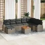 Juego de Sofá de Jardín de 9 Piezas con Cojines Gris Poliratán de , Sofás de exterior - Ref: Foro24-3359524, Precio: 529,48 €...