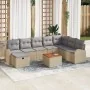Juego de Sofás de Jardín de 9 Piezas con Cojines Beige de Ratán Sintético | Foro24.es | Tu tienda online para hogar, jardín y más Foro24.es