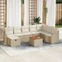 Conjunto de Sofá de Jardín de 9 Piezas con Cojines Beige de Poliratán | Foro24.es | Tu tienda online para hogar, jardín y más Foro24.es