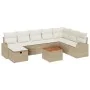 Conjunto de Sofá de Jardín de 9 Piezas con Cojines Beige de Poliratán | Foro24.es | Tu tienda online para hogar, jardín y más Foro24.es