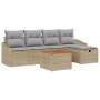 Conjunto de Sofás de Jardín de 6 Piezas con Cojines Beige Ratán Poliéster by , Outdoor sofas - Ref: Foro24-3359560, Price: 36...