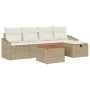 Conjunto de Sofá de Jardín de 6 Piezas con Cojines Beige Ratán Poli by , Outdoor sofas - Ref: Foro24-3359561, Price: 390,49 €...