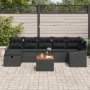Juego de sofá de jardín de 8 piezas con cojines en negro de ratán sintético de , Sofás de exterior - Ref: Foro24-3359576, Pre...