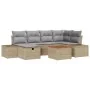 Conjunto de sofá de jardín de 7 piezas con cojines en beige poli ratán | Foro24.es | Tu tienda online para hogar, jardín y más Foro24.es