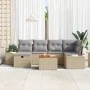 Conjunto de sofá de jardín de 7 piezas con cojines en beige poli ratán | Foro24.es | Tu tienda online para hogar, jardín y más Foro24.es