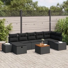 Conjunto de Sofá de Jardín de 8 Piezas con Cojines Negro Poliratán by , Outdoor sofas - Ref: Foro24-3359604, Price: 525,45 €,...