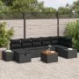 Conjunto de Sofá de Jardín de 8 Piezas con Cojines Negro Poliratán by , Outdoor sofas - Ref: Foro24-3359604, Price: 525,45 €,...