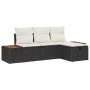 Conjunto de sofá de jardín de 4 piezas con cojines negros de poliratán by , Outdoor sofas - Ref: Foro24-3359614, Price: 293,4...