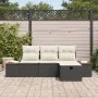 Conjunto de sofá de jardín de 4 piezas con cojines negros de poliratán by , Outdoor sofas - Ref: Foro24-3359614, Price: 293,4...