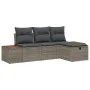 Conjunto de sofá de jardín de 4 piezas con cojines Gris Ratán Poli de , Sofás de exterior - Ref: Foro24-3359616, Precio: 295,...