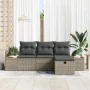 Conjunto de sofá de jardín de 4 piezas con cojines Gris Ratán Poli de , Sofás de exterior - Ref: Foro24-3359616, Precio: 295,...