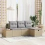 Conjunto de Sofá de Jardín de 4 Piezas con Cojines Beige de Ratán Poliéster | Foro24.es | Tu tienda online para hogar, jardín y más Foro24.es