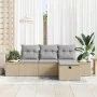 Conjunto de Sofá de Jardín de 4 Piezas con Cojines Beige de Ratán Poliéster | Foro24.es | Tu tienda online para hogar, jardín y más Foro24.es