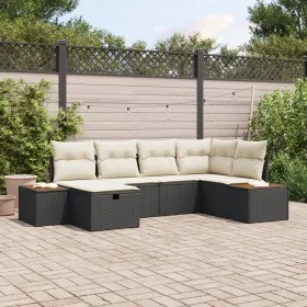 Juego de Sofá de Jardín de 6 Piezas con Cojines Ratán Poliester Negro by , Outdoor sofas - Ref: Foro24-3359629, Price: 413,03...