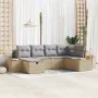 Juego de Sofá de Jardín de 6 Piezas con Cojines Beige de Rattan Poliéster | Foro24.es | Tu tienda online para hogar, jardín y más Foro24.es