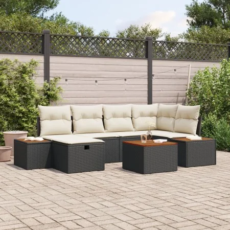 Juego de Sofá de 7 Piezas con Cojines Negro Poliratán by , Outdoor sofas - Ref: Foro24-3359634, Price: 455,32 €, Discount: -5%%