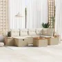 Conjunto de Sofás de Jardín de 7 Piezas con Cojines Beige de Ratán Sintético | Foro24.es | Tu tienda online para hogar, jardín y más Foro24.es
