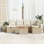 Conjunto de Sofás de Jardín de 7 Piezas con Cojines Beige de Ratán Sintético | Foro24.es | Tu tienda online para hogar, jardín y más Foro24.es