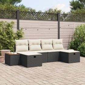 Juego de Sofá de Jardín de 6 Piezas con Cojines Ratán Poliéster Negro von , Outdoor-Sofas - Ref: Foro24-3359649, Preis: 386,2...