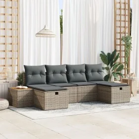 Conjunto de Sofás de Jardín de 6 Piezas con Cojines Gris de Ratán de Polietileno by , Outdoor sofas - Ref: Foro24-3359651, Pr...