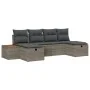 Conjunto de Sofás de Jardín de 6 Piezas con Cojines Gris de Ratán de Polietileno von , Outdoor-Sofas - Ref: Foro24-3359651, P...