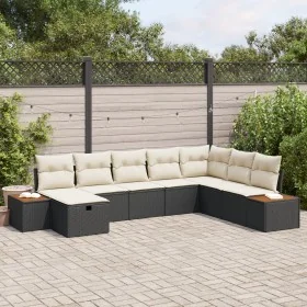Conjunto de Sofá de Jardín de 8 Piezas con Cojines Ratán Polimérico Negro by , Outdoor sofas - Ref: Foro24-3359654, Price: 51...