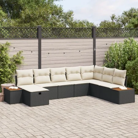 Conjunto de Sofá de Jardín de 8 Piezas con Cojines Ratán Polimérico Negro by , Outdoor sofas - Ref: Foro24-3359654, Price: 51...