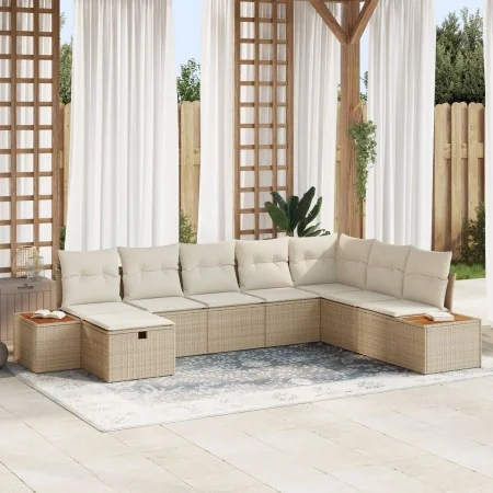 Juego de Sofá de Jardín de 8 Piezas con Cojines Beige Ratán Poliéster | Foro24.es | Tu tienda online para hogar, jardín y más Foro24.es