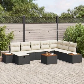 Juego de Sofá de Jardín de 9 Piezas con Cojines de Ratán Negro by , Outdoor sofas - Ref: Foro24-3359659, Price: 543,62 €, Dis...