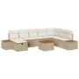 Conjunto de Sofás de Jardín de 9 Piezas con Cojines Beige Ratán Poliéster | Foro24.es | Tu tienda online para hogar, jardín y más Foro24.es