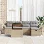 Conjunto de Sofá de Jardín de 6 Piezas con Cojines Beige de Ratán Poliéster | Foro24.es | Tu tienda online para hogar, jardín y más Foro24.es