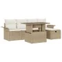 Conjunto de Sofá de Jardín de 6 Piezas con Cojines Beige de Ratán Poliéster by , Outdoor sofas - Ref: Foro24-3359668, Price: ...