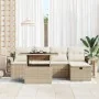 Conjunto de Sofá de Jardín de 6 Piezas con Cojines Beige de Ratán Poliéster by , Outdoor sofas - Ref: Foro24-3359668, Price: ...