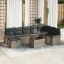 Juego de Sofá de Jardín de 9 Piezas con Cojines Gris de Ratán Poliéster de , Sofás de exterior - Ref: Foro24-3359696, Precio:...