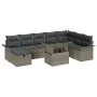 Juego de Sofá de Jardín de 9 Piezas con Cojines Gris de Ratán Poliéster de , Sofás de exterior - Ref: Foro24-3359696, Precio:...