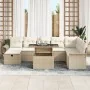 Juego de Sofás de Jardín de 9 piezas con Cojines Beige de Poliratán by , Outdoor sofas - Ref: Foro24-3359698, Price: 658,42 €...