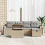 Juego de Sofá de Jardín de 6 Piezas con Cojines Beige Rattan de Poliéster | Foro24.es | Tu tienda online para hogar, jardín y más Foro24.es