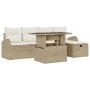 Juego de sofá de jardín de 6 piezas con cojines ratán poli beige | Foro24.es | Tu tienda online para hogar, jardín y más Foro24.es