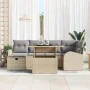 Conjunto de Sofá de Jardín de 7 Piezas con Cojines Ratán Poli Beige | Foro24.es | Tu tienda online para hogar, jardín y más Foro24.es