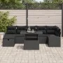 Set de Sofá de Jardín de 8 Piezas con Cojines Negro Poliratán by , Outdoor sofas - Ref: Foro24-3359770, Price: 563,19 €, Disc...