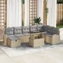 Juego de Sofá de Jardín de 9 Piezas con Cojines Beige de Ratán Polietileno | Foro24.es | Tu tienda online para hogar, jardín y más Foro24.es