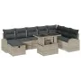 Conjunto de Sofás de Jardín de 9 Piezas con Cojines Gris Claro Poliratán by , Outdoor sofas - Ref: Foro24-3359779, Price: 670...