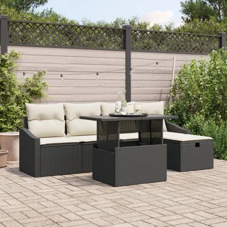 Conjunto de Sofás de Jardín de 6 Piezas con Cojines de Ratán Negro | Foro24.es | Tu tienda online para hogar, jardín y más Foro24.es