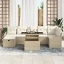 Conjunto de Sofás de Jardín de 8 Piezas con Cojines Beige Ratán Poliéster de , Sofás de exterior - Ref: Foro24-3359848, Preci...