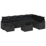 Set de Sofá de Jardín de 9 Piezas con Cojines Negro Ratán Poliéster de , Sofás de exterior - Ref: Foro24-3359860, Precio: 612...